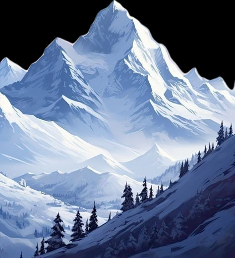 Snow Storm Drawing, How To Paint Snowy Mountains, Snow Mountain Drawing, Mountain Scenery Photography, Character Background Ideas, Snowy Mountains Painting, Arctic Painting, Snow Landscape Painting, Cool Wallpaper Ideas