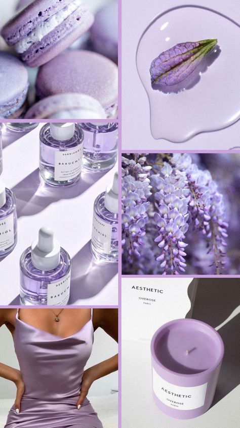 Lavender Luxury Aesthetic, Digital Lavender Moodboard, Lavender Aesthetic Fashion, Wisteria Color Aesthetic, Lavender Vanilla Aesthetic, Lavanda Aesthetic, Lavender Mood Board, Autumn Packaging, Fabric Mood Board