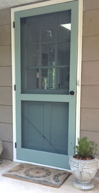 Bm Wythe Blue, Screen Doors For Front Door, Front Door With Window, Sunroom Colors, Doors With Screens, Stratton Blue, Door With Window, Decorative Screen Doors, Wythe Blue