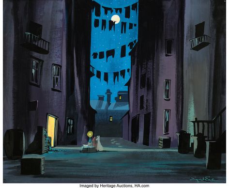 Lady And The Tramp Illustration, Eyvind Earle Disney, Lady And The Tramp Background, Characters Poses, Eyvind Earle, Airbnb Ideas, Comic Inspiration, Disney Background, Disney Concept Art