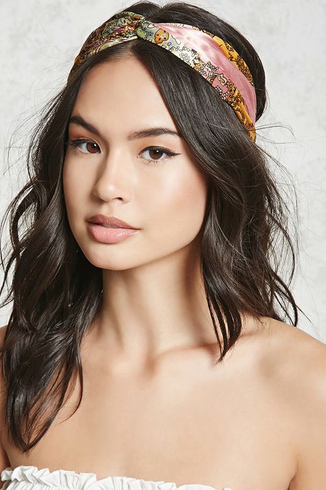 FOREVER 21  Satin Bandana-Print Headwrap Satin Bandana, Face Drawing Reference, Satin Headband, Head Wrap Headband, Hair Adornments, Healthy Hair Tips, Bandana Hairstyles, Bandana Print, Hair Health