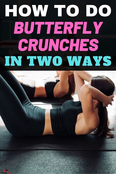 Butterfly crunch is performed while laying down (same as any type of crunch), but with a small difference. In this article, we’ll talk about the main benefits and advantages of butterfly crunches, the two popular types of butterfly crunches and how to perform them from easy to advanced method. #crunches #butterflycrunches #workout #crunchesbenefits #exercises Types Of Crunches, How To Do Butterfly, Butterfly Crunches, Crunches Workout, Core Work, Lose Inches, Balance Exercises, Workout Ideas, Stubborn Belly Fat