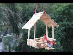 Diy Best Out Of Waste, Stick Crafts For Kids, Best Out Of Waste Ideas, Birds For Kids, Popsicle Stick Houses, Garden Crafts For Kids, Bird Houses Ideas, Bird Houses Ideas Diy, Diy Popsicle