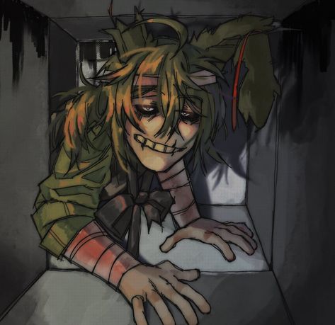 Fnaf Springtrap, Human, On Twitter, Twitter, Green, Hair, Art