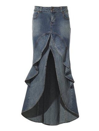 #Jean #Skirt #Makeover #Upcycle (I am really liking this.....maybe not cut write so high:) Repurpose Old Jeans, Vestiti In Jeans, Jeans Recycling, Diy Tricot, Diy Vetement, Recycled Jeans, Recycle Jeans, Upcycle Jeans, Sewing Skirts