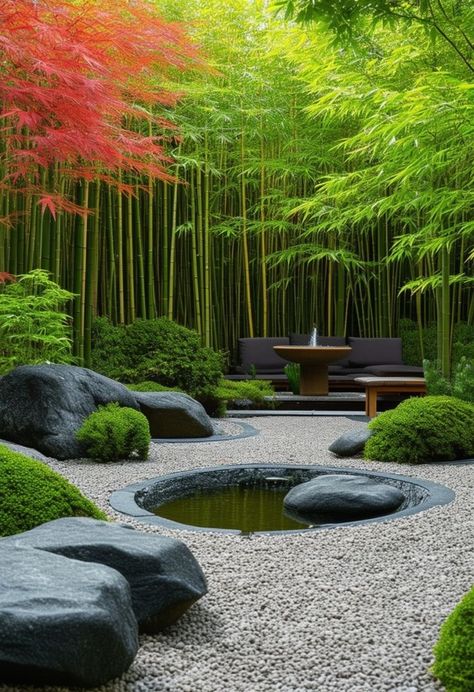 Japan Garden Design, Backyard Zen, Terrace Designs, Harmony In Nature, Small Japanese Garden, Japanese Garden Landscape, Enchanting Garden, Zen Garden Design, Japanese Zen Garden