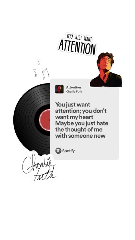 Spotify Lyrics Charlie Puth Instagram Story Idea Charlie Puth Aesthetic, Charlie Puth Wallpaper, Charlie Puth Lyrics, Attention Charlie Puth, Instagram Story Inspiration, No More Drama, Song Lyric Quotes, Song Lyric, Song Artists