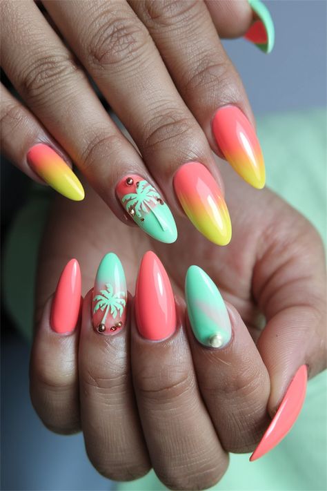 Dive into a vibrant summer with these stunning nail ideas acrylic that capture the essence of sunny days! Picture your nails adorned with bright coral hues blended with whimsical floral designs, reflecting the joy of the season. Whether lounging by the beach or enjoying a sunny brunch, these nails will add the perfect pop of color to your look. Get inspired and show off your summer spirit with this stylish design! Summer Nail Ideas Acrylic, Nail Ideas Acrylic, Summer Nail Ideas, Look Summer, By The Beach, Summer Nail, Floral Designs, Stylish Design, Nail Ideas