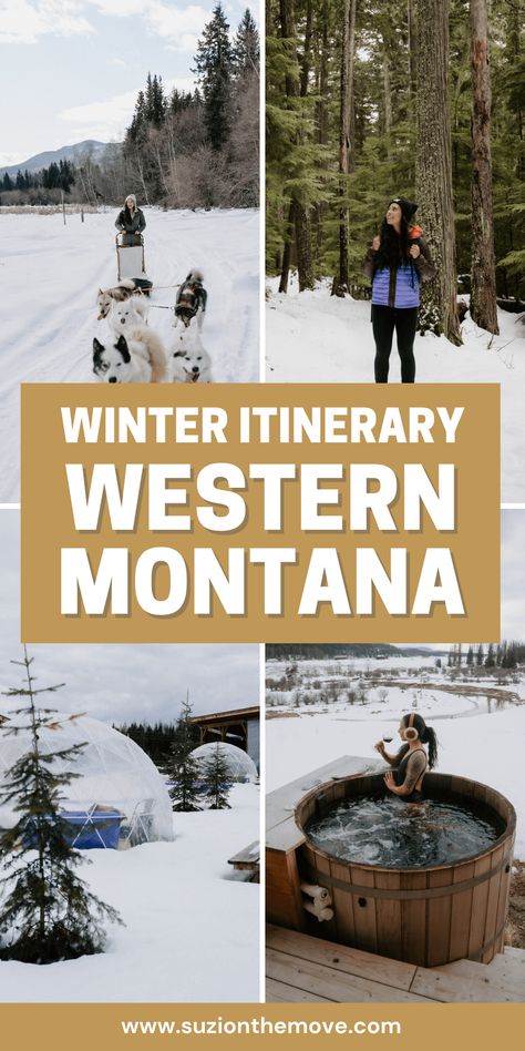 Get the best 3-day winter itinerary in Western Montana! Explore must-see winter destinations, enjoy exciting outdoor activities, and relax in cozy lodgings. — montana winter travel guide | montana winter things to do | montana winter aesthetic | montana winter photography | places to visit in montana in winter | what to do in montana in winter Montana Winter Vacation, Montana In November, Winter In Montana, Montana In Winter, Bigfork Montana, Montana Winter, Photography Places, Western Montana, Montana Vacation