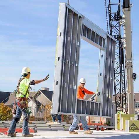 Wall Panel Prefab Prefab Wall Panels, Framing Walls, Cabin Farmhouse Decor, Prefab Walls, Barndominium Home, Lofts Apartments, Cabin Farmhouse, Building Development, Utilitarian Design