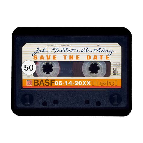 Retro Audiotape 50th birthday Save the date Magnet | #50thbirthdaysavedatemagnet #40thbirthdaysavedatemagnet #30thbirthdaysavedatemagnet #70thbirthdaysavedatemagnet #80thbirthdaysavedatemagnet #vintageaudiotapesavedate #fashioned80sbirthdaysavedate 50th Birthday Save The Date, Birthday Save The Date, Vintage Save The Date, 55th Birthday Gifts, Postcards Design, 80th Birthday Cards, Cassette Audio, Halloween Birthday Invitations, 21st Birthday Invitations