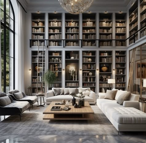 Luxury Library Room Mansion, Luxurious Home Library, Modern Luxury Library, Modern Classic Library, Home Library Luxury, Home Library Room Luxury, Modern Library Design Home, Luxury Library Room, Home Ballroom