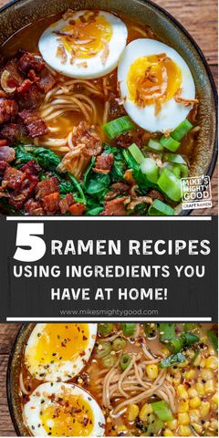 5 Ramen Recipes Using Ingredients at Home! – Mike's Mighty Good Top Ramen Recipes, Ramen Noodle Recipes Easy, Ramen Recipes Easy, Easy Ramen, Ramen Bar, Ramen Recipe, Noodle Recipes Easy, Homemade Ramen, Ramen Noodle Recipes