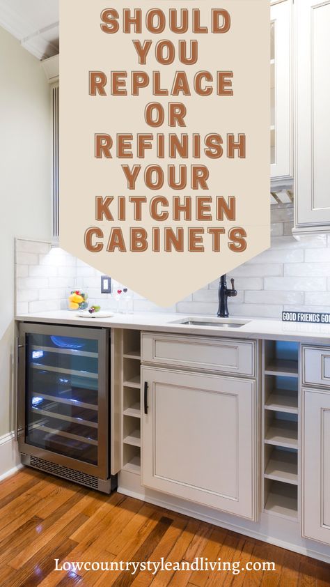 Have you been searching the internet to see if you should replace or refinish your kitchen cabinets? If so, let’s talk about the options of replacing, resurfacing, or refinishing your cabinets. Here’s a few quick explanations: Repairing Kitchen Cabinets, How To Restore Kitchen Cabinets, Kitchen Cabinet Replacement Ideas, How To Replace Kitchen Cabinets, Repair Old Kitchen Cabinets, Resurfacing Cabinets, How To Fix Up Old Kitchen Cabinets, Kitchen Cabinet Door Replacement, Restor A Finish Kitchen Cabinets