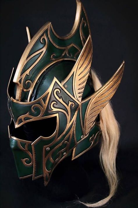 Leather Helmet, Armadura Cosplay, Helmet Armor, Elves Fantasy, Cosplay Armor, Leather Armor, Cool Masks, Medieval Armor, Helmet Design