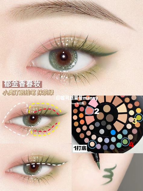 Koleksi Makeup, Sparkly Makeup, Kawaii Makeup, Korean Eye Makeup, Ulzzang Makeup, Eye Makeup Pictures, Ethereal Makeup, Green Makeup, Red Makeup