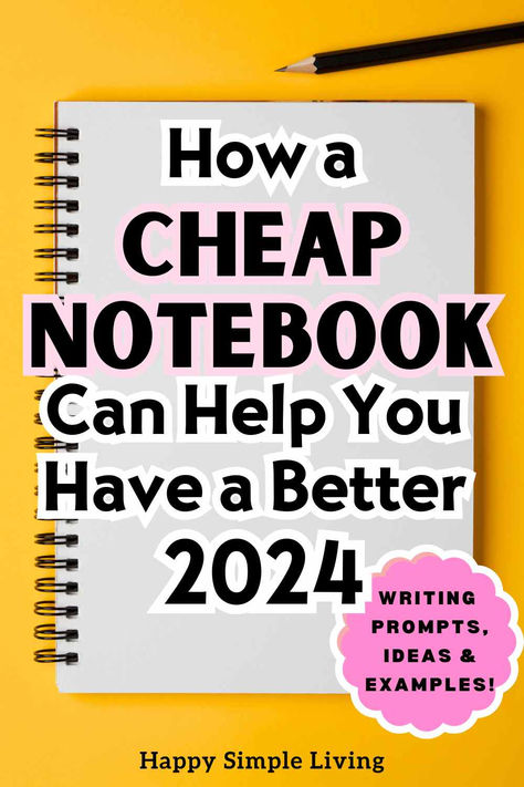 A white notebook and a black pencil. Year Journal Ideas, How To Write Goals In Journal, New Year Journal Ideas, New Year Journal, First Date Conversation, Prompts Ideas, Year Journal, Journal Questions, Gratitude List