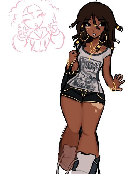 Mid Size Drawing Reference, How To Draw Black Characters, Different Art Styles To Try Drawing, Pose Reference Plus Size, 2020 Art Style, Curvy Oc Art, How To Find Your Art Style, Cute Pose Reference, Ocs Character Design