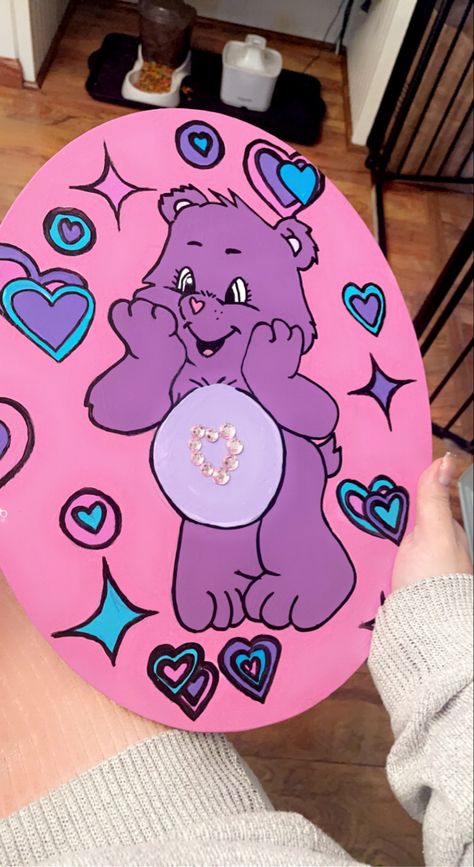 Carebears Painting Ideas, Care Bare Painting, Care Bear Painting Canvas, Carebear Painting Canvas, Care Bears Painting, Care Bear Painting, 90s Painting Ideas, Hypebeast Painting, Painting 2023