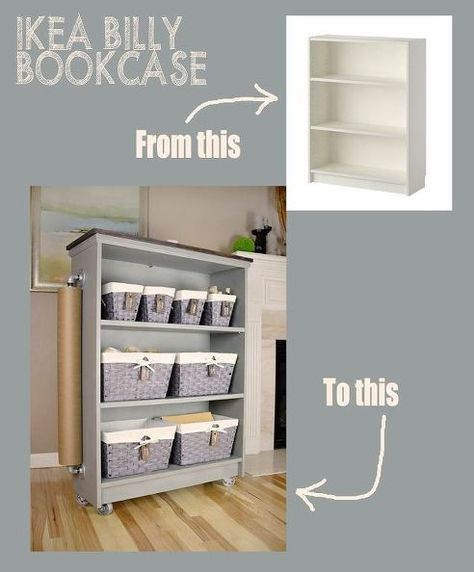 from ikea billy bookcase to craft cart, chalk paint, craft rooms, crafts, organizing, painted furniture Makeup Organization Ikea, Billy Ikea, Painting Ikea Furniture, Billy Bookcases, Ikea Bookcase, Craft Spaces, Old Bookcase, Craft Cart, Rich Living