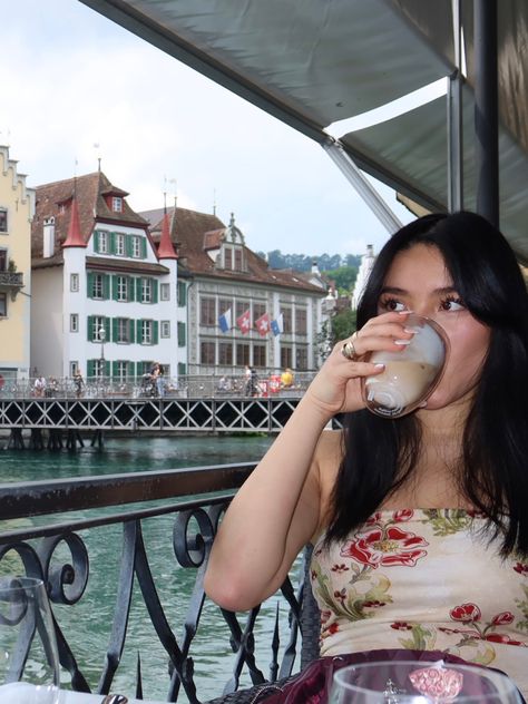 euro summer lunch date by river aesthetic lucerne Lucerne Switzerland Summer Outfit, Lucerne Aesthetic, Lucerne Switzerland Aesthetic, Switzerland Photo Ideas, Switzerland Outfits, Switzerland Aesthetic, River Aesthetic, Switzerland Summer, Grad Trip