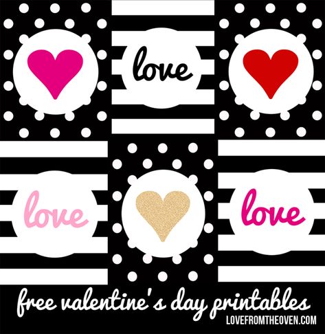 Free Valentine's Day Printables Aniversary Gift, Love From The Oven, Saint Valentin Diy, Valentines Bricolage, Diy Valentine's Day Decorations, Bridal Shower Printables, Valentine's Day Printables, Printable Valentine, Diy Valentines Decorations