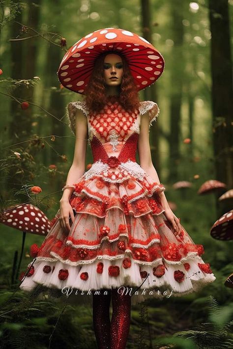 Mushroom Inspired Fashion, Mushroom Costume Women, Mushroom Druid, Mushroom Outfit, Mushroom Dress, Mushroom Costume, Odd Fashion, Tree Dress, Mardi Gras Costumes