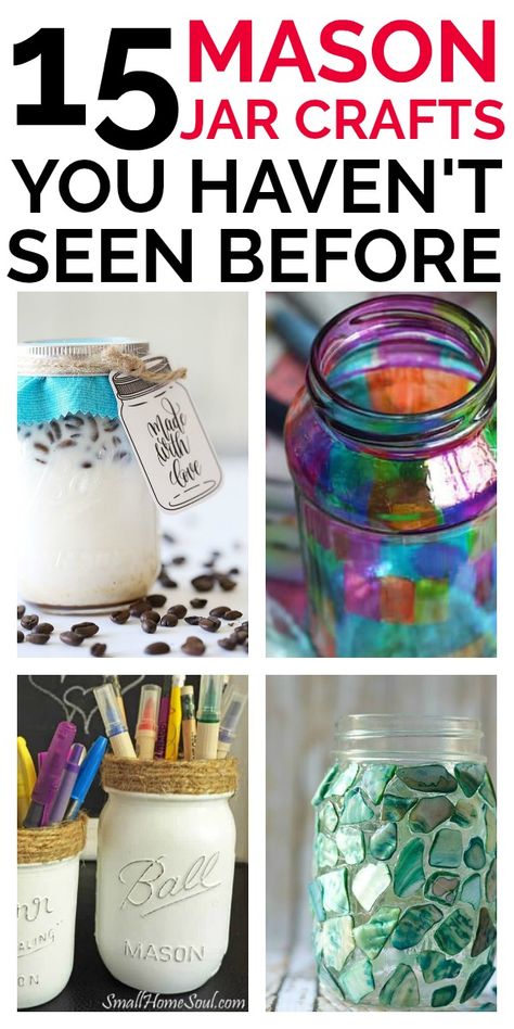 Easy Mason Jar Crafts Diy, Easy Mason Jar Crafts, Mason Jar Craft, Crafts With Glass Jars, Mason Jar Projects, Jar Art, Diy Jar Crafts, Mason Jar Crafts Diy, Mason Jar Gifts