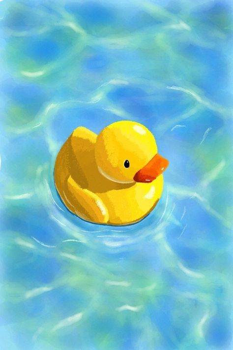 Things To Paint Realistic, Duck In Water Painting, Duck Oil Pastel, Yellow Duck Painting, Duck Painting Cute, Rubber Duck Painting Acrylic, Yellow Duck Drawing, Rubber Duck Aesthetic, Duck Painting Acrylic