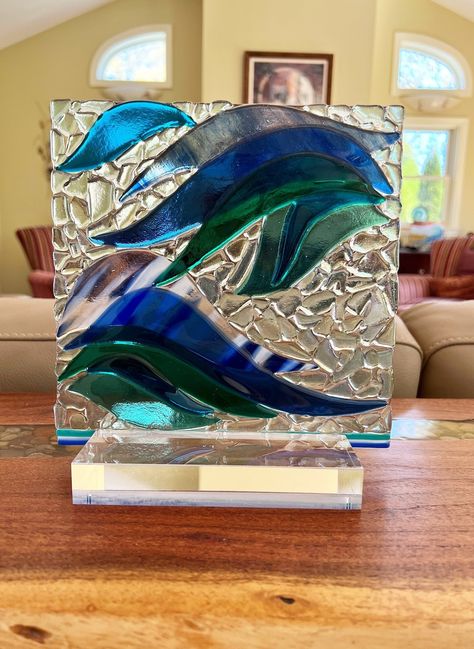 This Wall Decor item by ArcLightGlass has 13 favorites from Etsy shoppers. Ships from United States. Listed on May 5, 2024 Small Mosaic, Green Waves, Glass Art Products, Fused Glass Panel, Glass Art Pictures, Glass Fusion Ideas, Fused Glass Artwork, Colorful Borders, Glass Fusing Projects