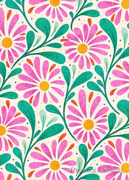 Colorful Floral Pattern, Modern Floral Illustration, Natural Motifs Drawing, Floral Print Patterns Vintage, Pattern Painting Ideas, Pattern Design Aesthetic, Pattern Design Black And White, Flower Flat Design, Floral Pattern Simple