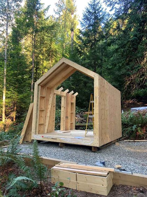 Mini Barn House, Tiny Barn House, Bunkie Ideas, Shed Design, A Frame House, Building A Shed, Tiny House Cabin, Cabin Design, Shed Plans