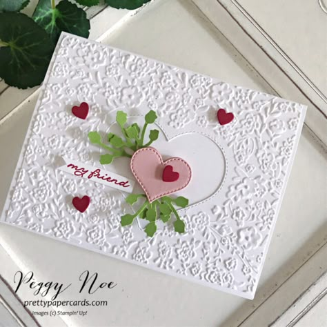 NEW VIDEO: Bouquet of Love Valentine Card! - Pretty Paper Cards Stampin Up Valentine Cards 2024, Valentine Cards To Make, Stampin Up Valentine Cards, Valentine Heart Card, Valentines Day Cards Handmade, Lacing Cards, Valentine Love Cards, Valentine Cards Handmade, Cards Valentines