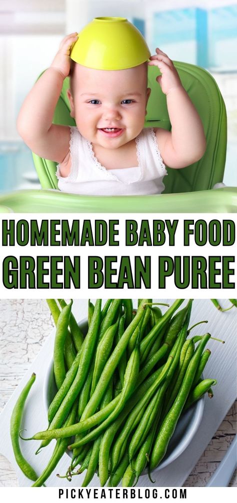 Green Bean Puree, Green Bean Puree Baby Foods, Avocado Puree For Baby, Spinach Puree Baby Food, Beans For Babies, Avocado Baby Puree, Green Bean Baby Food, Vegetable Baby Food Puree, Apple Baby Food