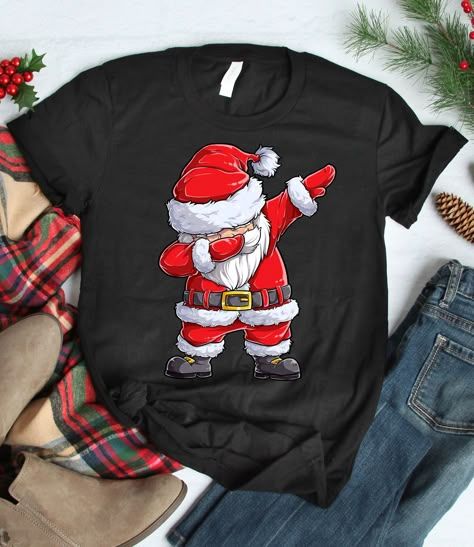 American Football Shirt, Christmas Photograph, Dancing Santa, Christmas T Shirt Design, Merry Christmas Happy Holidays, Football Tee, Santa Shirts, Playing Football, Funny Xmas