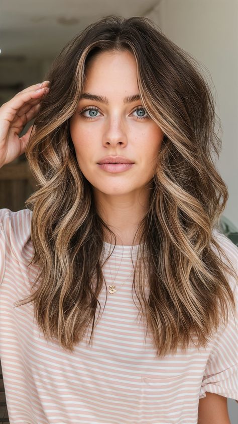 49 Stunning Summer Haircuts with Long Layers to Inspire Your Next Look Long Hair Layers Balayage, Long Hair Soft Waves, Subtle Highlights Brown Hair, Haircuts With Long Layers, Bob Black Women, Soft Waves Hair, Fluffy Bob, Summer Haircut, Hair Stripes