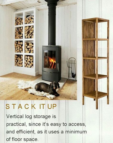 Indoor Wood Storage, Wood Storage Indoor, Best Wood Burning Stove, Living Room Storage Unit, Firewood Storage Indoor, Basement Storage, Wood Store, Firewood Storage, Wood Burner