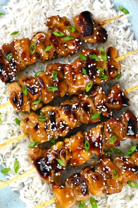 Teriyaki Chicken Skewers - GypsyPlate Dipping Sauce For Dumplings, Sauce For Dumplings, Make Teriyaki Sauce, Chicken Asian, Teriyaki Chicken Bowl, Teriyaki Chicken Skewers, Asian Coleslaw, Teriyaki Sauce Recipe, Chicken Skewer Recipe