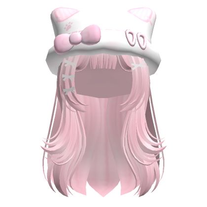 Roblox T Hair, Rambut Roblox Girl, Hair Roblox Girl, Cute Roblox Hair, Rambut Roblox, T Shirt Roblox Cute, Roblox Hairs, Kitty Beanie, Cute Flower Drawing