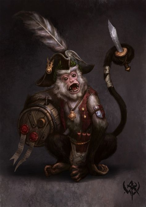 ArtStation - Warhammer Online（2009）, ji zhang Pirate Monkey Art, Fantasy Pirates Art, Monkey Character Art, Dnd Monkey, Dnd Pirate Character Design, Pirate Fantasy Art, Dnd Pirate Art, Fantasy Monkey, Dnd Pirates