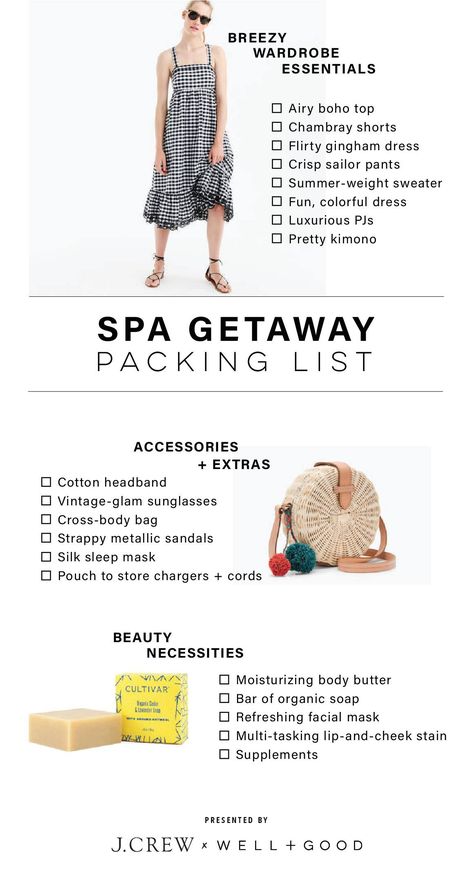 Ultimate spa getaway packing list Spa Day Packing List, Spa Weekend Packing List, Spa Packing List, Romantic Getaway Packing List, Hotel Packing List, Terme Spa, Spa Weekend Getaway, Weekend Packing List, Weekend Getaway Outfits