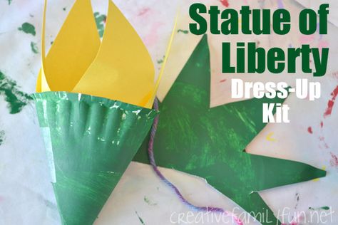 Statue of Liberty Dress-Up Kit - Creative Family Fun Statue Of Liberty Crown, Daycare Art, America Theme, Summer Kid, State Crafts, Kindergarten Social Studies, Hat Club, Homeschool Geography, Summer Preschool