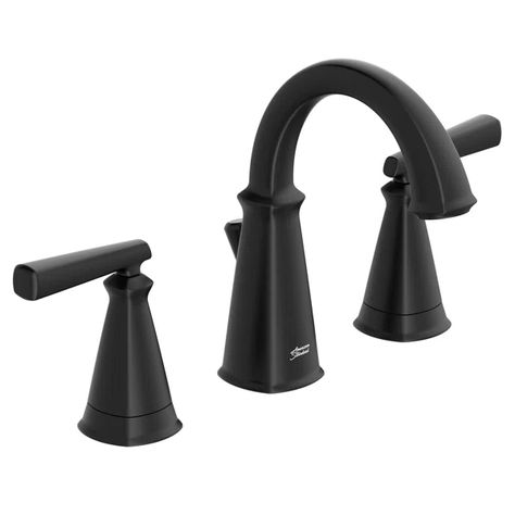 Black Farmhouse Bathroom, Black Faucet Bathroom, Matte Black Faucet, Bathroom Towel Bar, Widespread Bathroom Faucet, Delta Faucets, Bath Faucet, One Piece Toilets, Bathroom Faucet