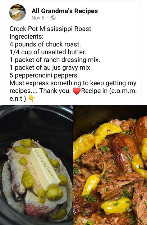 Homemade Pot Roast, Pot Roast Crock Pot Recipes, Pot Roast Recipe, Vegetarian Crockpot Recipes, Mississippi Pot Roast, Crockpot Recipes Beef, Roast Recipe, Crockpot Dishes, Pot Roast Recipes