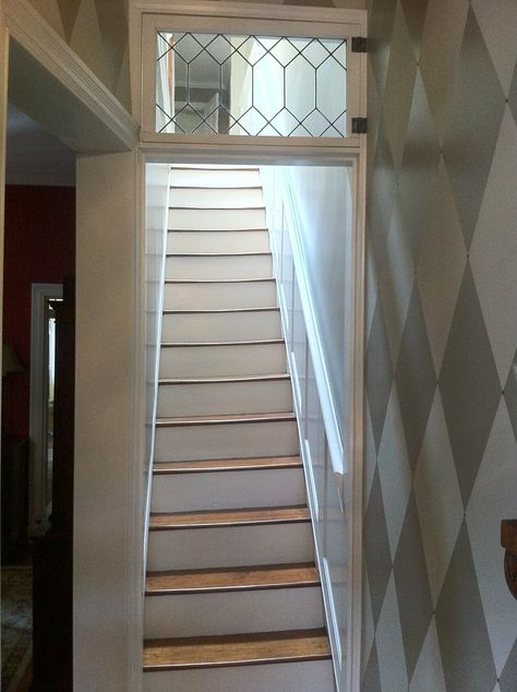 Narrow Staircase Ideas, Closed Staircase Ideas, Enclosed Staircase Ideas, Closed Staircase, Enclosed Staircase, Stairwell Ideas, Stair Paneling, Attic Makeover, Attic Staircase