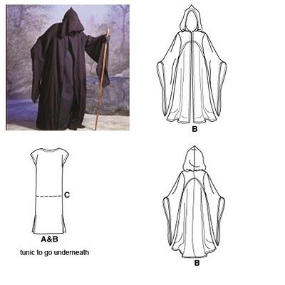 The Funky Seamstress: Jedi's Robe - Halloween 2011 - Simplicity 9887 Jedi Robe Pattern, Dementor Costume, Robe Sewing Pattern, Grim Reaper Costume, Cloak Pattern, Halloween Costumes Scarecrow, Jedi Robe, Reaper Costume, Scarecrow Costume