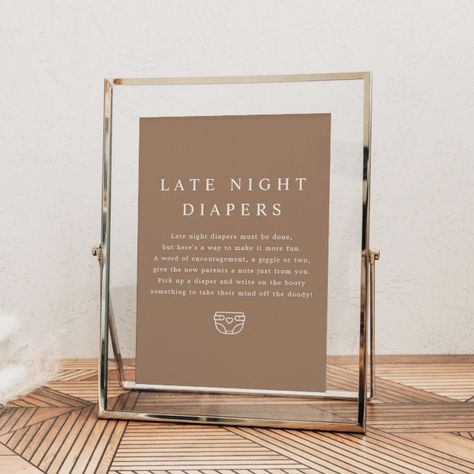 MIA Boho Earth Tone Late Night Diapers Baby Shower Poster - Baby Shower Gifts Earth Tone Baby Shower Ideas, Baby Event, Late Night Diapers, Baby Shower Supplies, Baby Shower Diapers, Baby Shower Cards, Activity Games, Wedding Pinterest, Words Of Encouragement