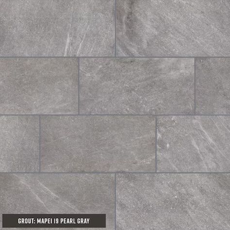 STAINMASTER Harbor Gray 12-in x 24-in Matte Porcelain Stone Look Floor and Wall Tile (1.95-sq. ft/ Piece) in the Tile department at Lowes.com Grey Bathroom Floor, Vinyl Wall Tiles, Grey Floor Tiles, Shower Floor Tile, Room Visualizer, Classic Tile, Granite Flooring, Grey Tiles, Slate Tile