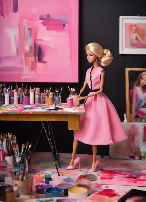 Barbie artist 
Barbie aesthetic 
Barbie world 
Barbie 
Aesthetic 
Pink aesthetic 
Pink world aesthetic 
Artist 
Artist aesthetic Artist Barbie, Realistic Barbie, Barbie Aesthetic, Pearl Jewelry Shop, Barbie Diorama, Kid Rooms, Bendy Doll, Barbie Model, Minnie Mouse Pink