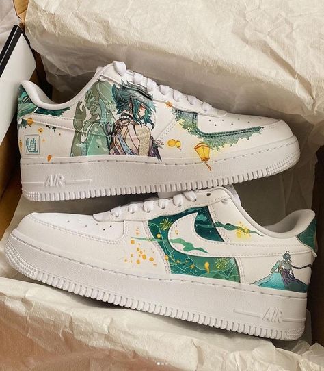 Custom Sneakers Diy, Painted Nikes, Custom Painted Shoes, Diy Sneakers, Custom Af1, Custom Shoes Diy, Painted Sneakers, Unique Sneakers, Air Force 1 Custom